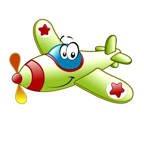 Цветной вариант раскраски самолетик с глазками