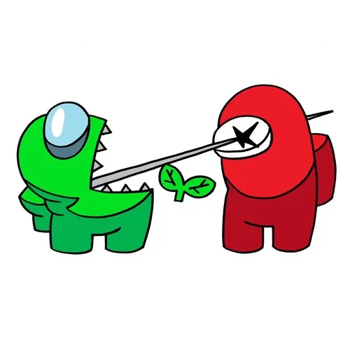 Цветной вариант раскраски амонг ас самозванец атака