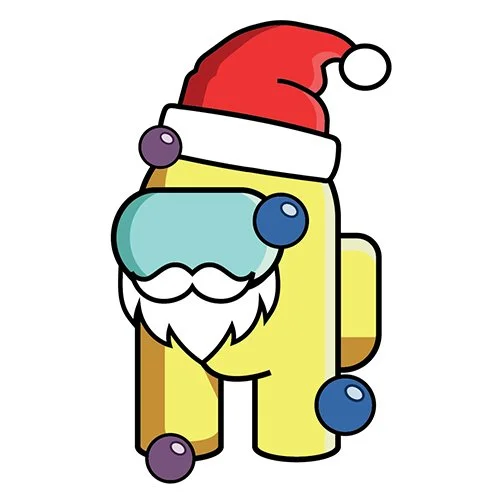 Цветной вариант раскраски санта из амонг ас