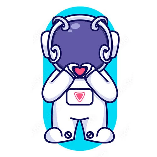 Цветной вариант раскраски сердечко-космонавт