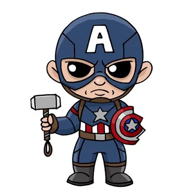 Цветной пример раскраски серьезный капитан америка