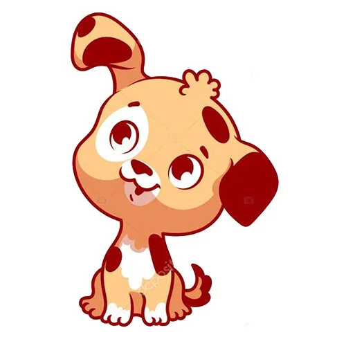 Цветной вариант раскраски щеночек собачка