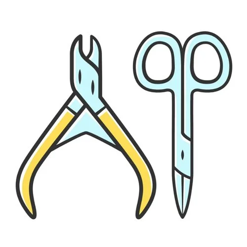 Цветной вариант раскраски щипчики и ножницы для ногтей