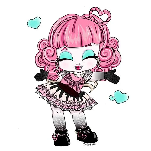 Цветной вариант раскраски монстр хай си-эй кьюпид рисунок