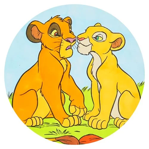 Цветной вариант раскраски симба и нала вместе