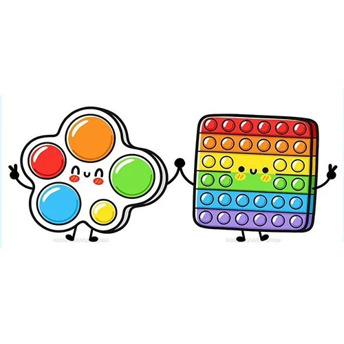 Цветной вариант раскраски симпл димпл и поп-ит