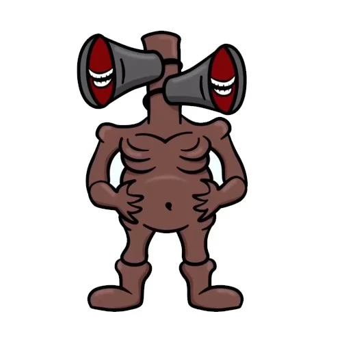 Цветной вариант раскраски сиреноголовый набил пузо