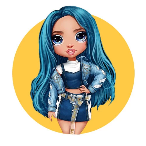 Цветной вариант раскраски скайлер брэдшоу рейнбоу хай (rainbow high)