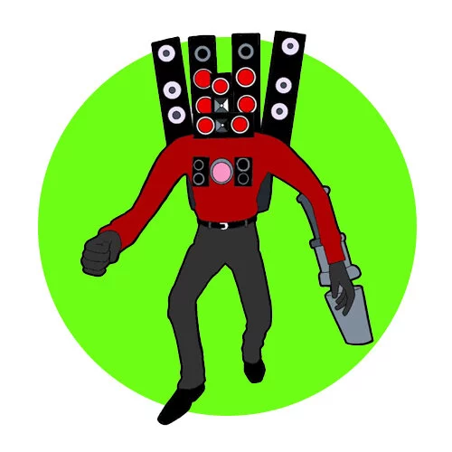 Цветной вариант раскраски скибиди туалет бежит спикермен