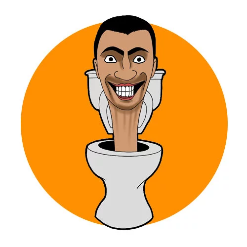 Цветной вариант раскраски скибиди туалет голова из унитаза