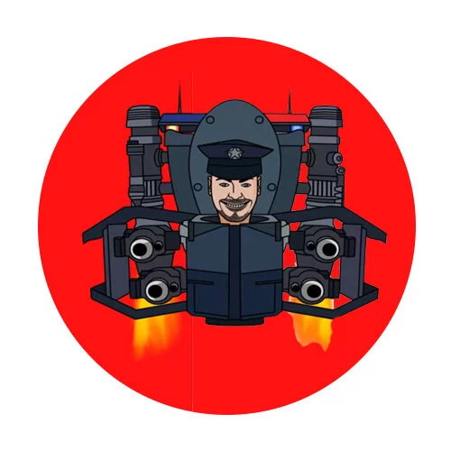 Цветной вариант раскраски скибиди туалет полицейский