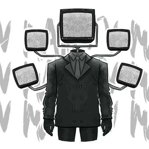 Цветной пример раскраски скибиди туалет тв-мэн