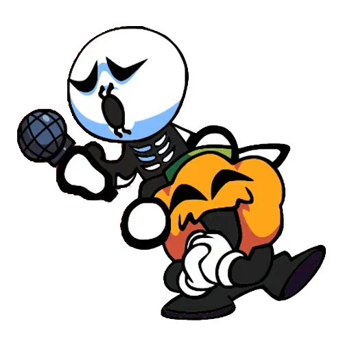 Цветной пример раскраски скид и памп friday night funkin