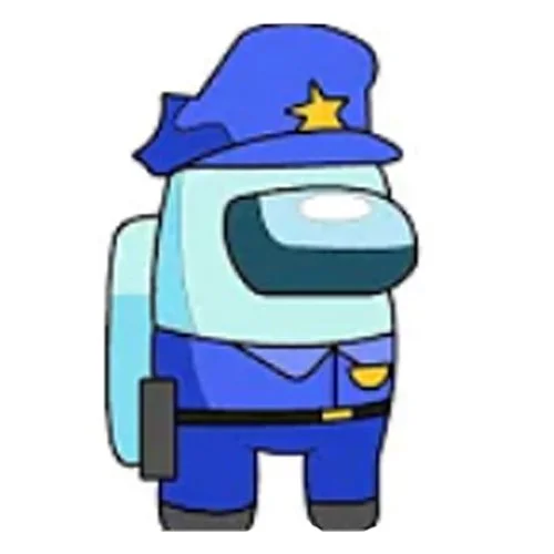 Цветной пример раскраски among us скин полицейский. самозванец или космонавт?