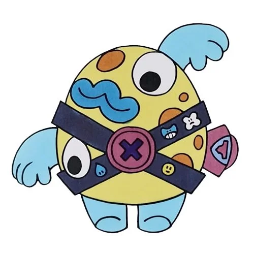 Цветной вариант раскраски скуик картошка