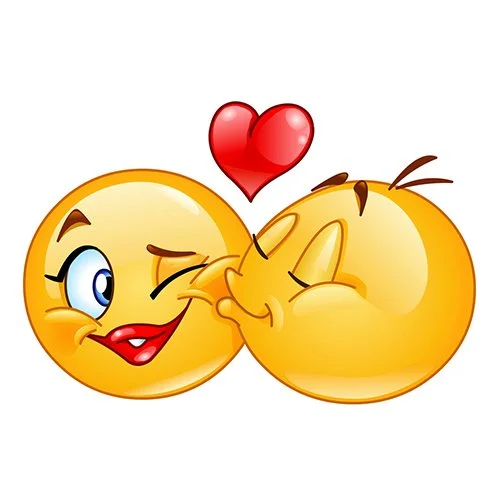 Цветной вариант раскраски смайлик целует