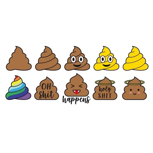 Цветной вариант раскраски смайлик какашка-радуга