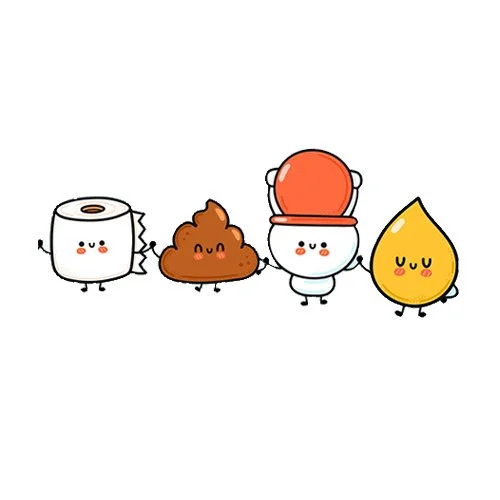 Цветной вариант раскраски смайлик туалет