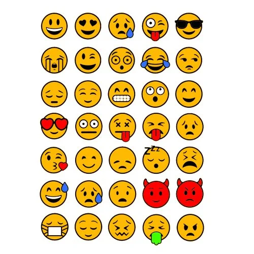 Цветной вариант раскраски смайлики все