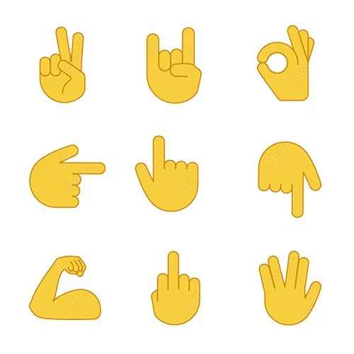 Цветной вариант раскраски смайлы руки