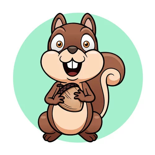 Цветной пример раскраски смешной бельчонок