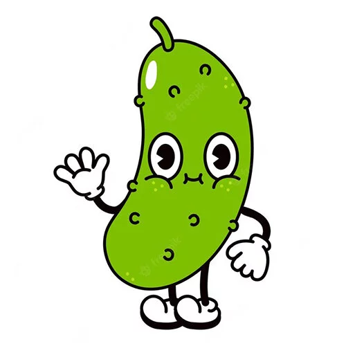 Цветной вариант раскраски смешной огурец каваи