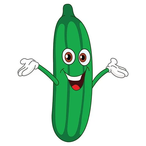 Цветной вариант раскраски смешной огурец с глазками