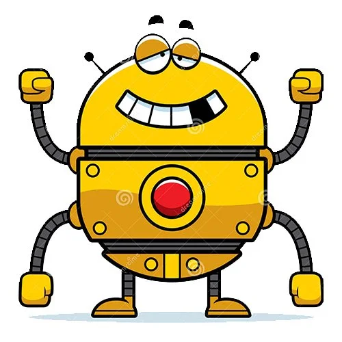 Цветной вариант раскраски смешной робот добрый