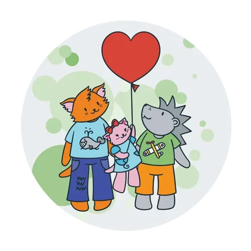 Цветной вариант раскраски смотрят на воздушный шар