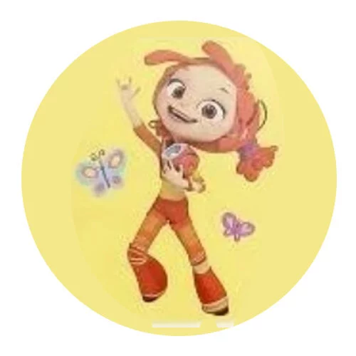 Цветной пример раскраски снежка с бабочками