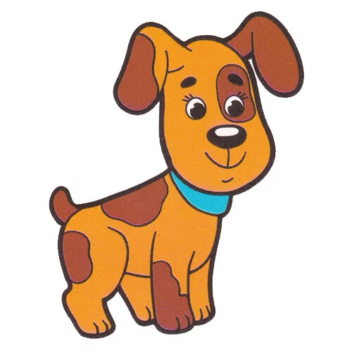 Цветной вариант раскраски собачка улыбается