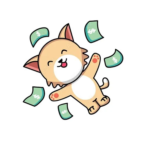 Цветной вариант раскраски собака в деньгах