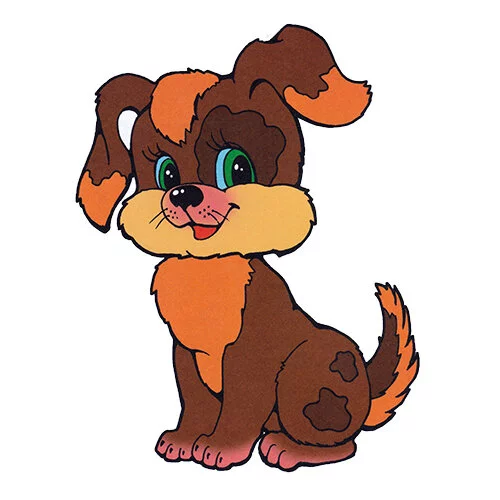 Цветной вариант раскраски собака-забияка