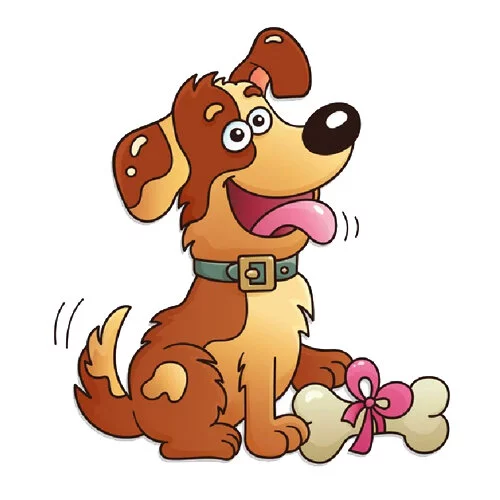 Цветной вариант раскраски собаке подарили косточку