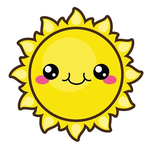 Цветной вариант раскраски солнышко с улыбкой