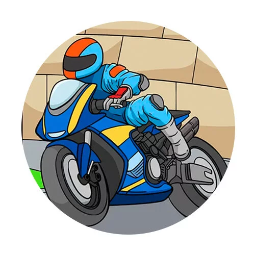 Цветной пример раскраски соревнования гонки мото