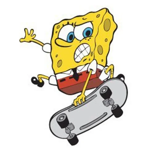 Цветной вариант раскраски спанч боб на скейтборде