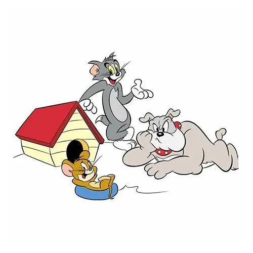 Цветной вариант раскраски спайк, том и джерри