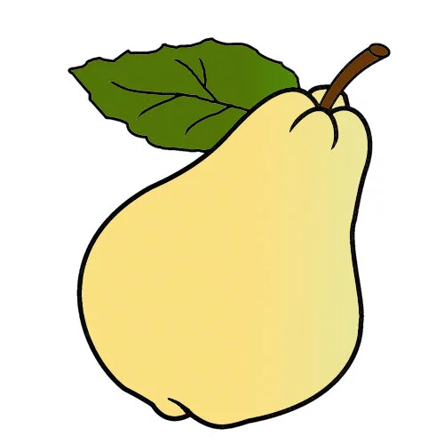 Цветной вариант раскраски спелая груша