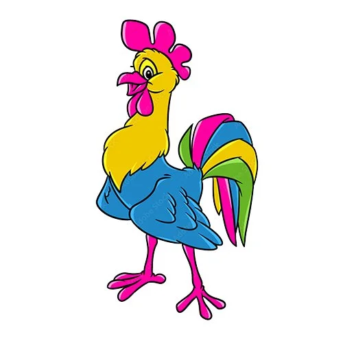 Цветной вариант раскраски статный петух