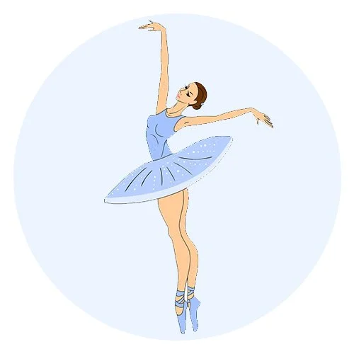 Цветной вариант раскраски стройная высокая балерина