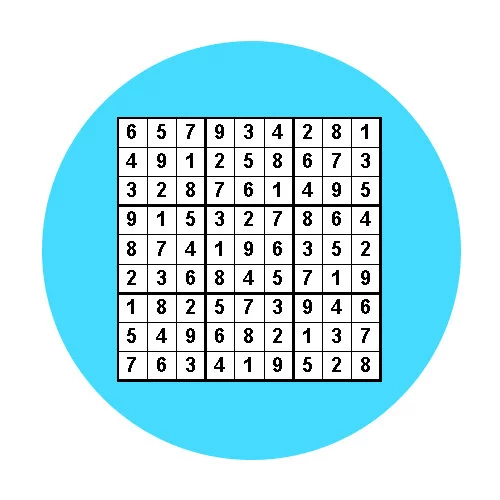 Цветной пример раскраски судоку-отшельники