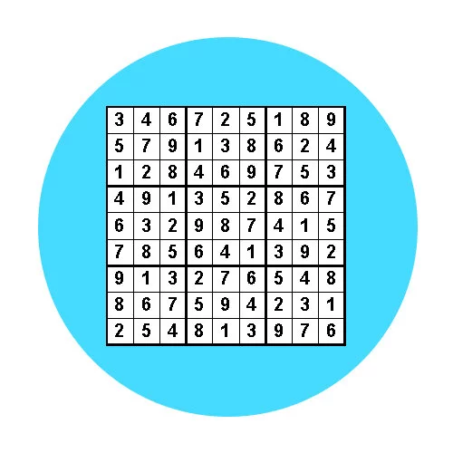 Цветной вариант раскраски судоку-отшельники 3х3