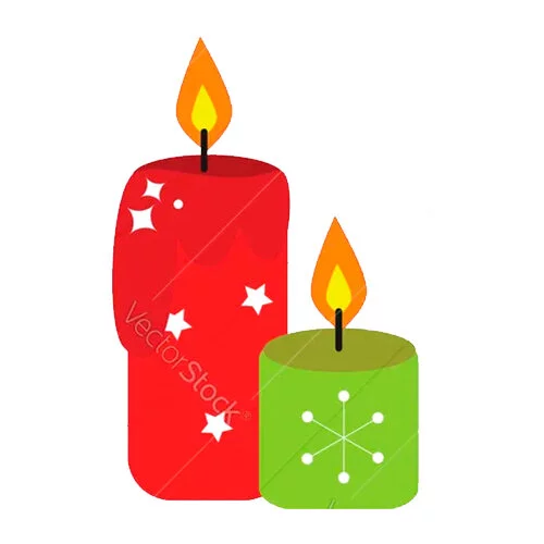 Цветной вариант раскраски свечи заженные