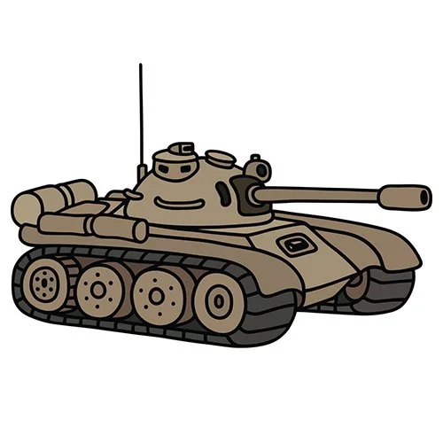 Цветной вариант раскраски танк гусеничный
