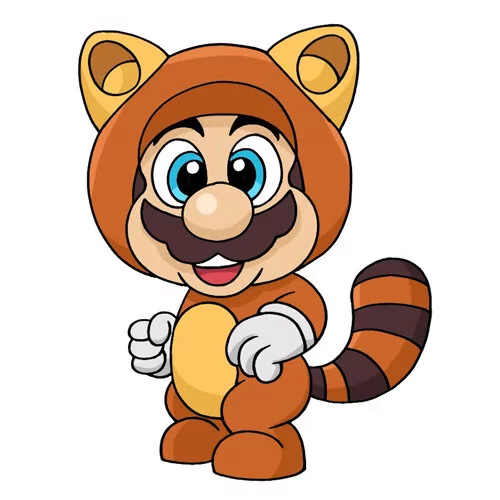 Цветной пример раскраски тануки марио