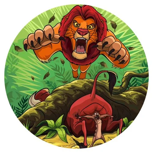 Цветной вариант раскраски тимон и пумба прячутся