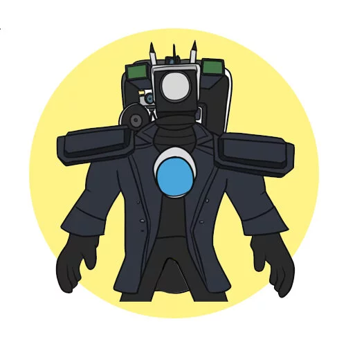 Цветной вариант раскраски титан камерамэн картинка