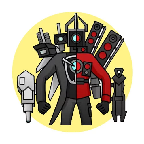 Цветной вариант раскраски титан камерамэн против титана спикермена