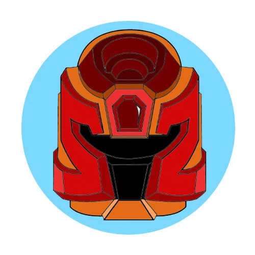 Цветной пример раскраски тоботы шлем